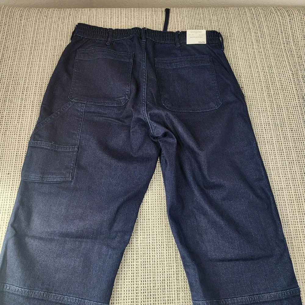 Banana‎ Republic Jeans Mens 32x36 Blue Slim Straight Denim Cargo Pants Workwear